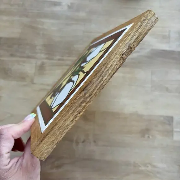 Oakwood Accents MCM Ceramic Tile Wall Art Faux Roses Oak Framed Vintage - Picture 6 of 8